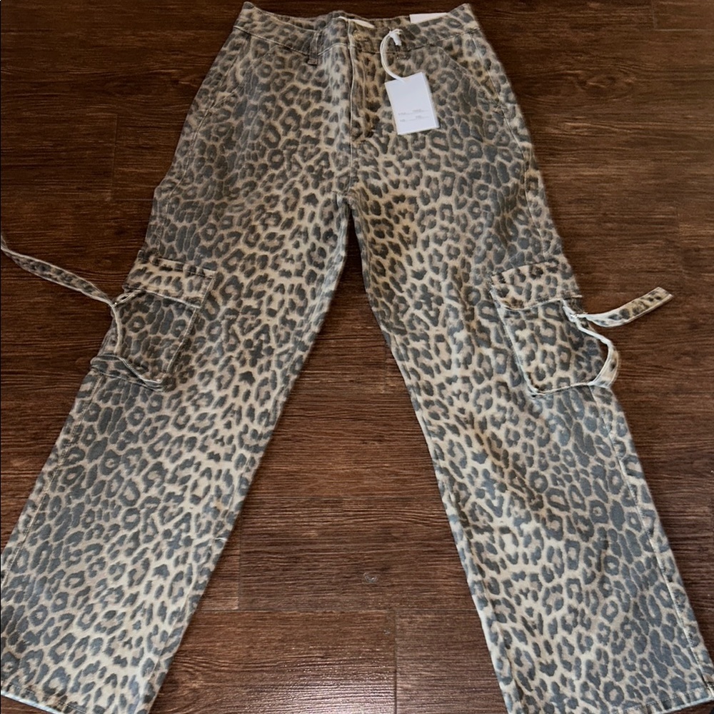 Leopard Print Straight Leg Jeans